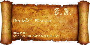 Borkó Mietta névjegykártya